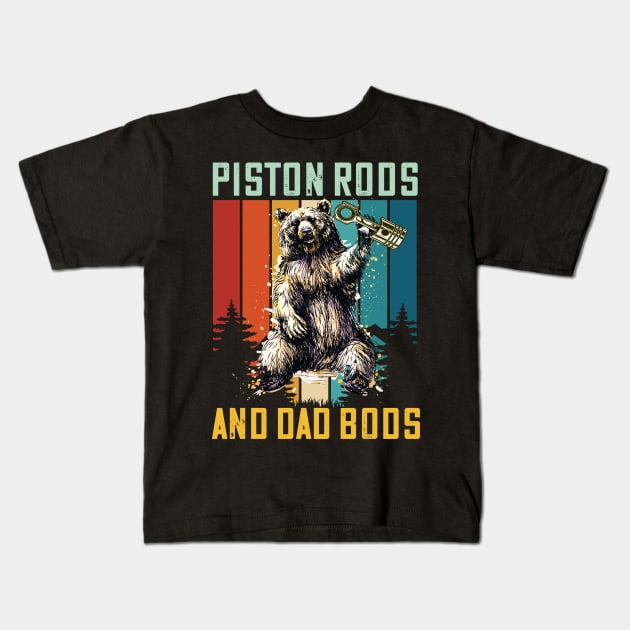 Piston Rods and Dad Bods Garage race car parts Kids T-Shirt by DODG99